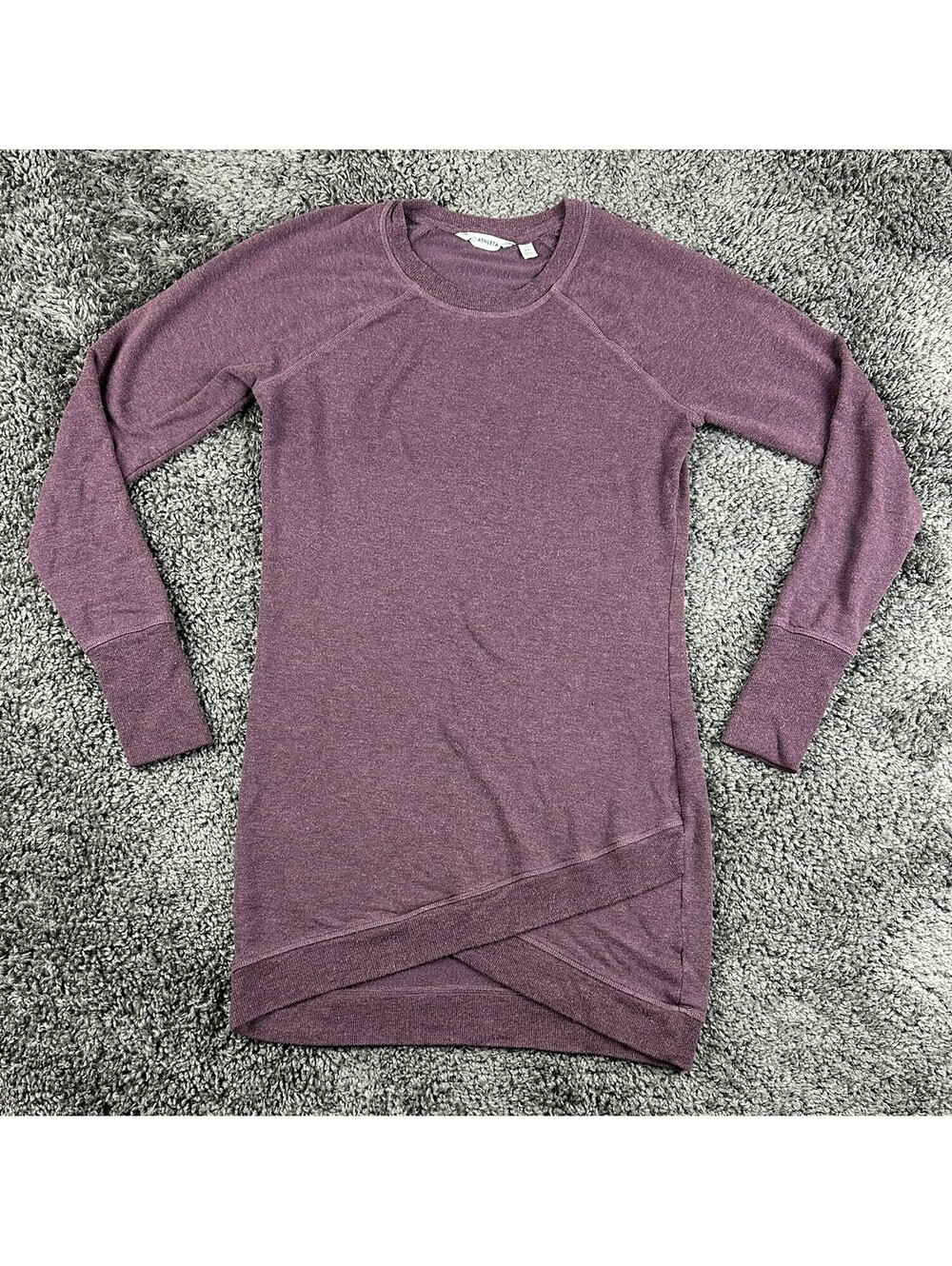 Athleta Criss Cross Sweatshirt Dress Purple Plum XS Long Sleeve Modal